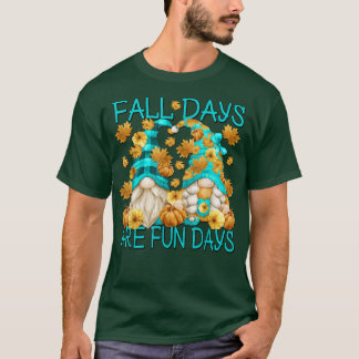 Cute Autumn Gnome Couple For Gardener Funny Fall Q T-Shirt