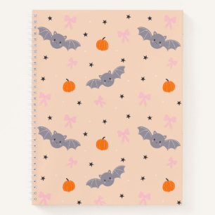 Cute Autumn Halloween Bat Pattern Notebook