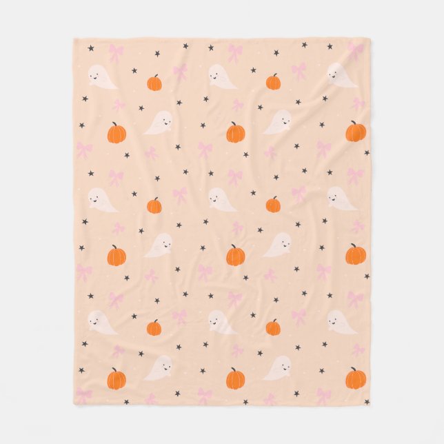 Cute Autumn Halloween Ghost Pattern Blanket (Front)