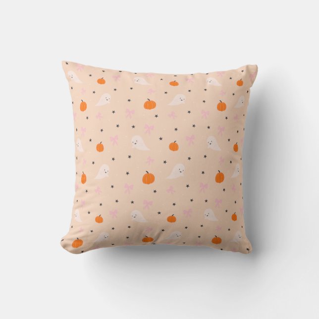Cute Autumn Halloween Ghost Pattern Pillow (Front)