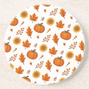 Cute Autumn Harvest Sandstone Coaster