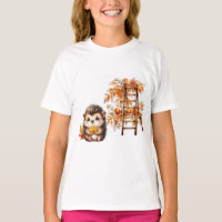 Cute Autumn Hedgehog with Harvest Ladder Illustrat