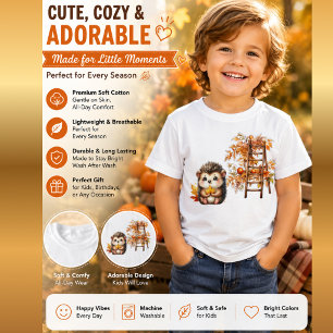 Cute Autumn Hedgehog with Harvest Ladder Illustrat Tri-Blend Shirt