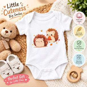 Cute Autumn Hedgehogs – Kawaii Fall Forest Animals Baby Bodysuit