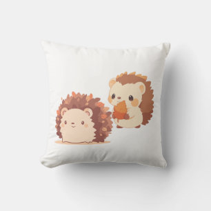 Cute Autumn Hedgehogs – Kawaii Fall Forest Animals Cushion