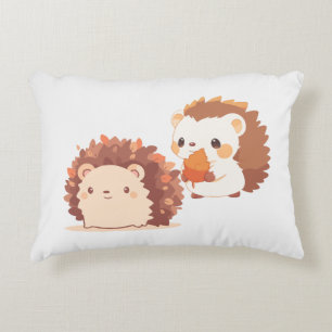 Cute Autumn Hedgehogs – Kawaii Fall Forest Animals Decorative Cushion