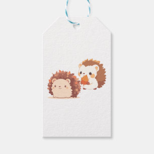 Cute Autumn Hedgehogs – Kawaii Fall Forest Animals Gift Tags