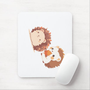 Cute Autumn Hedgehogs – Kawaii Fall Forest Animals Mouse Pad