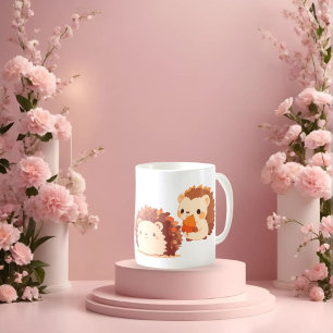 Cute Autumn Hedgehogs – Kawaii Fall Forest Animals Two-Tone Coffee Mug