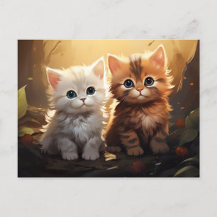 Cute Autumn Kittens Postcard