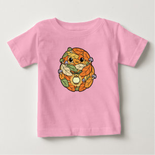Cute Autumn Leaf Spirit with Mushrooms & Lantern Baby T-Shirt