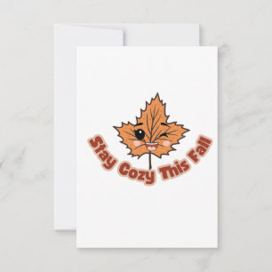 Cute Autumn Leaf Stay Cosy This Fall Thank You Card