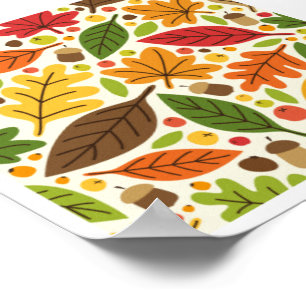Cute Autumn leaves elements Poster