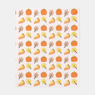 Cute autumn leaves, pumpkin pie orange pattern fleece blanket
