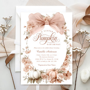 Cute Autumn Little Pumpkin Baby Shower Invitation