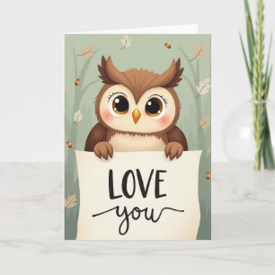 Cute Autumn Owl Love You Card