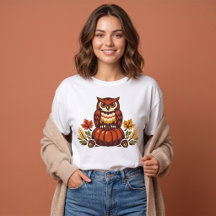 Cute Autumn Owl on Pumpkin Thanksgiving Fall