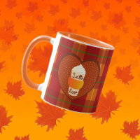 Cute Autumn Plaid Orange Pumpkin Spice Latte Love