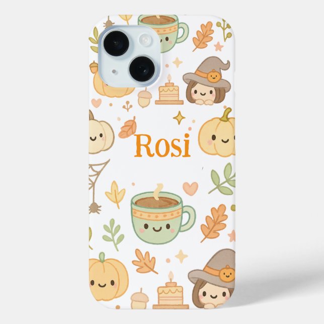 Cute Autumn Pumpkin iPhone Case- Personalised Name Case-Mate iPhone Case (Back)