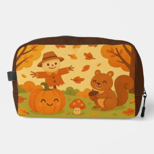 Cute autumn scene with pumpkin and squirrel dopp kit