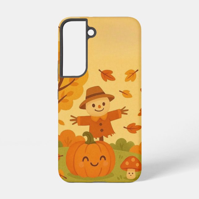 Cute autumn scene with pumpkin and squirrel samsung galaxy s22 case (Back)