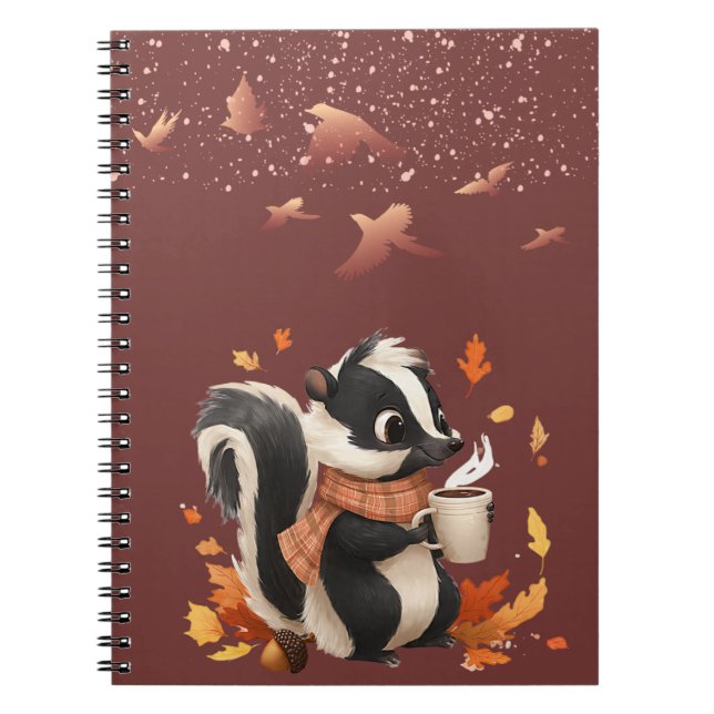 Cute Autumn Skunk Notebook - Cosy Fall Journal for (Front)