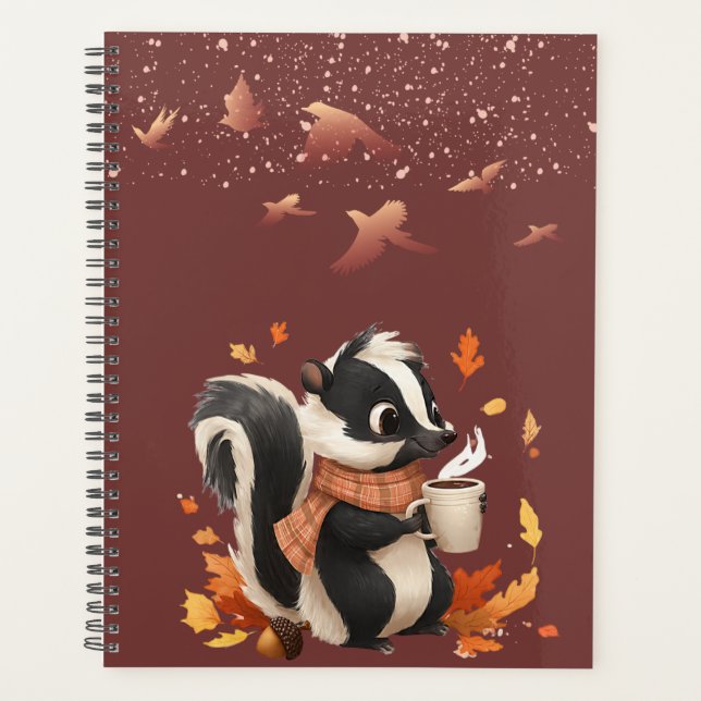 Cute Autumn Skunk Notebook - planners school  (Front)