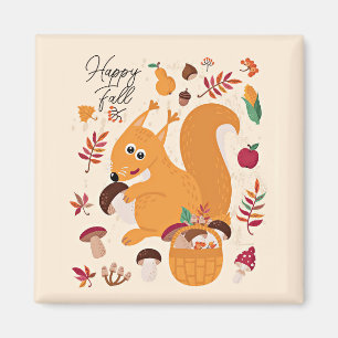 Cute autumn squirrel with custom text magnet