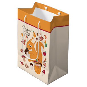 Cute autumn squirrel with custom text medium gift bag
