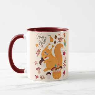 Cute autumn squirrel with custom text mug