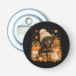 Cute Autumn Wiener Dog Thanksgiving Bottle Opener