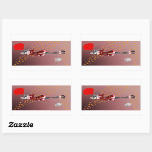 Cute Autumn Winter Scene Dog & Lady  Rectangular Sticker