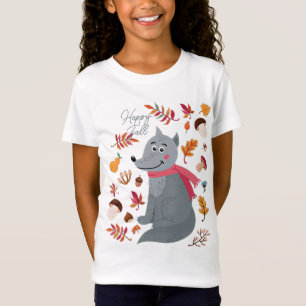 Cute autumn wolf with custom text T-Shirt