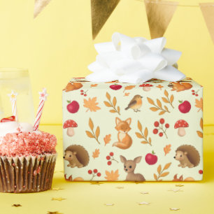 Cute Autumn Woodland Animals Wrapping Paper