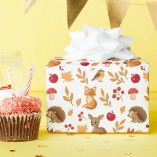 Cute Autumn Woodland Animals Wrapping Paper