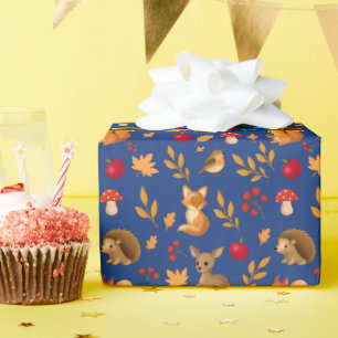 Cute Autumn Woodland Animals Wrapping Paper