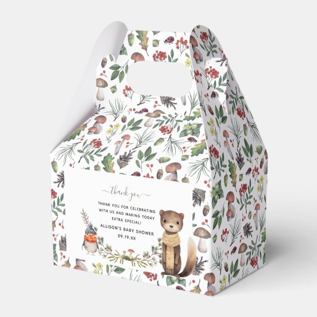 Cute Autumn Woodland | Baby Shower Favour Favour Box (Front Side)