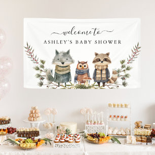Cute Autumn Woodland   Baby Shower Welcome Banner