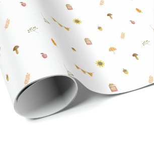 Cute Autumnal Elements Pattern. Wrapping Paper