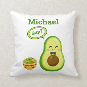 Cute Avacado Hand Drawn Name Guacamole Fruit Cushion