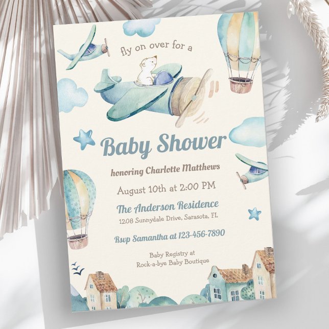 Cute Aviation Theme Baby Shower for Boy Invitation (Creator Uploaded)