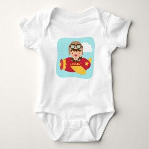 Cute Aviator Boy Aeroplane For Baby Boys Baby Bodysuit