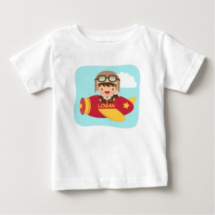 Cute Aviator Boy Aeroplane For Baby Boys T-Shirt