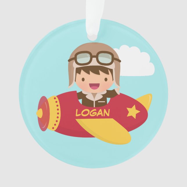 Cute Aviator Boy Aeroplane Kids Room Decor Ornament (Front)