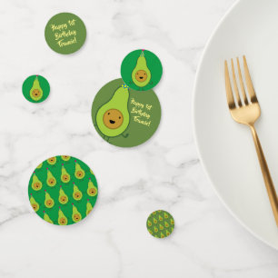 Cute Avocado 1st Birthday Party Table Decor Confetti
