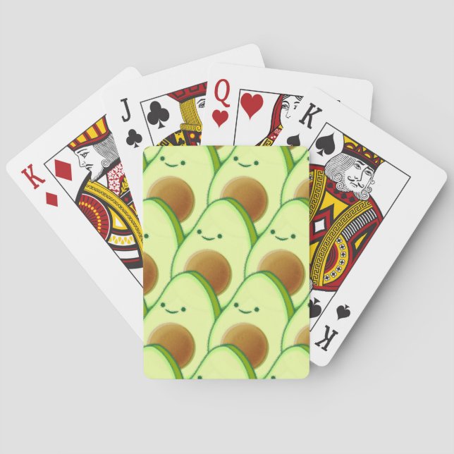 Cute Avocado All Over Drawing Playing Cards (Back)
