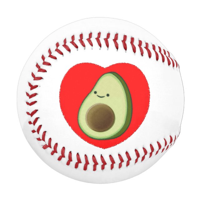 Cute Avocado Cartoon In Red Heart Baseball (Front Left)
