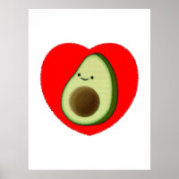 Cute Avocado Cartoon In Red Heart