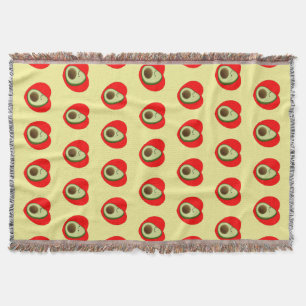 Cute Avocado Cartoon In Red Heart   Throw Blanket