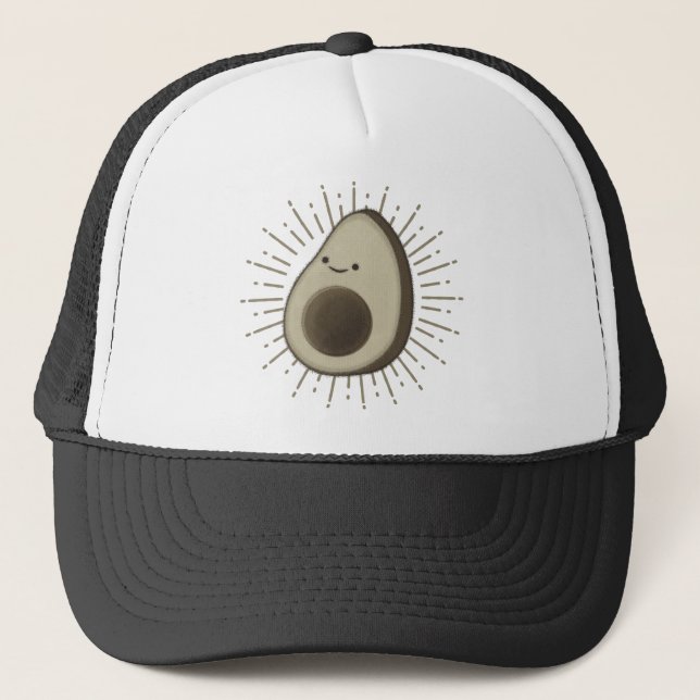 Cute Avocado Cartoon In Vintage Style Trucker Hat (Front)